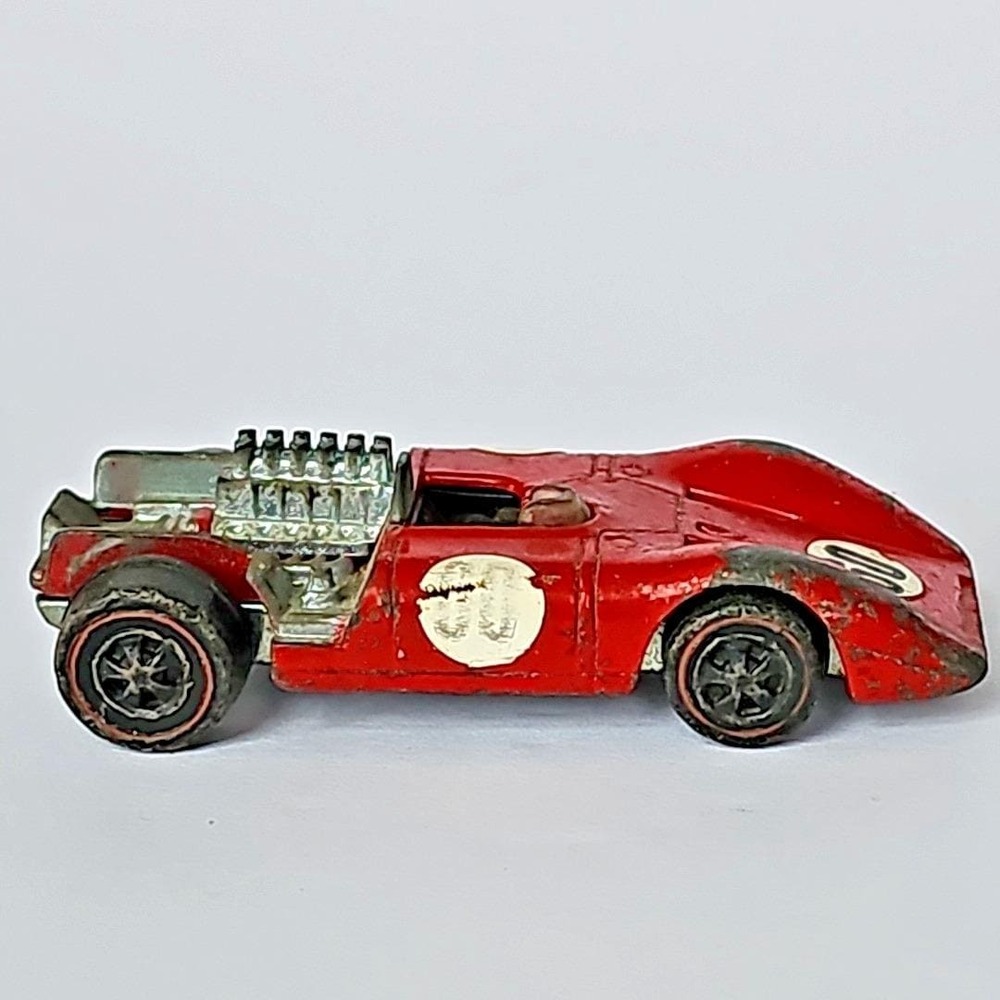 1969 Hot Wheels Redline Ferrari 312p Red Rose Vintage Diecast Car 1780